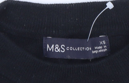 Marks and Spencer Women’s Black Striped Knit Long Sleeve T-Shirt XS
