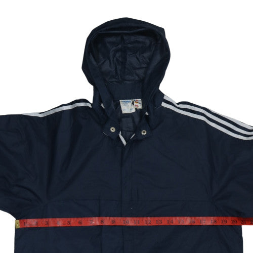 Adidas Men's Navy Hooded Windbreaker Jacket Size L Nylon 80s Retro Style