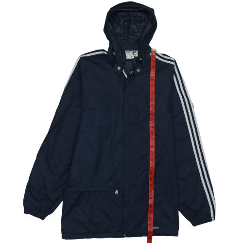 Adidas Men's Navy Hooded Windbreaker Jacket Size L Nylon 80s Retro Style