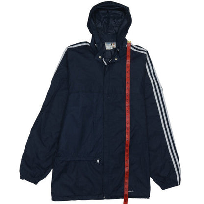 Adidas Men's Navy Hooded Windbreaker Jacket Size L Nylon 80s Retro Style