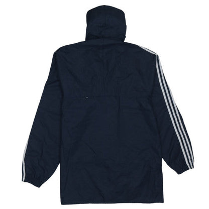 Adidas Men's Navy Hooded Windbreaker Jacket Size L Nylon 80s Retro Style