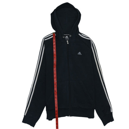 Close-up detail of Adidas Men's Black Full Zip Hoodie M Sports Fleece Sweatshirt