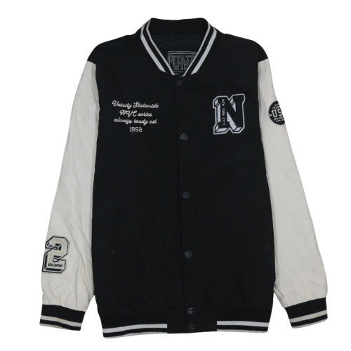 Mens UK Size L STATE WIDE Black Varsity Jacket