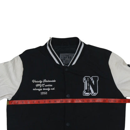 Mens UK Size L STATE WIDE Black Varsity Jacket