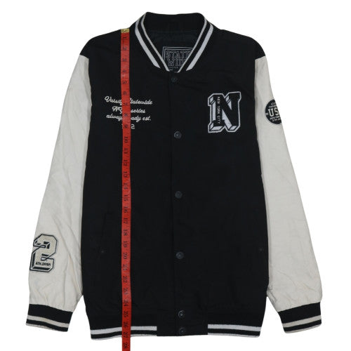 Mens UK Size L STATE WIDE Black Varsity Jacket