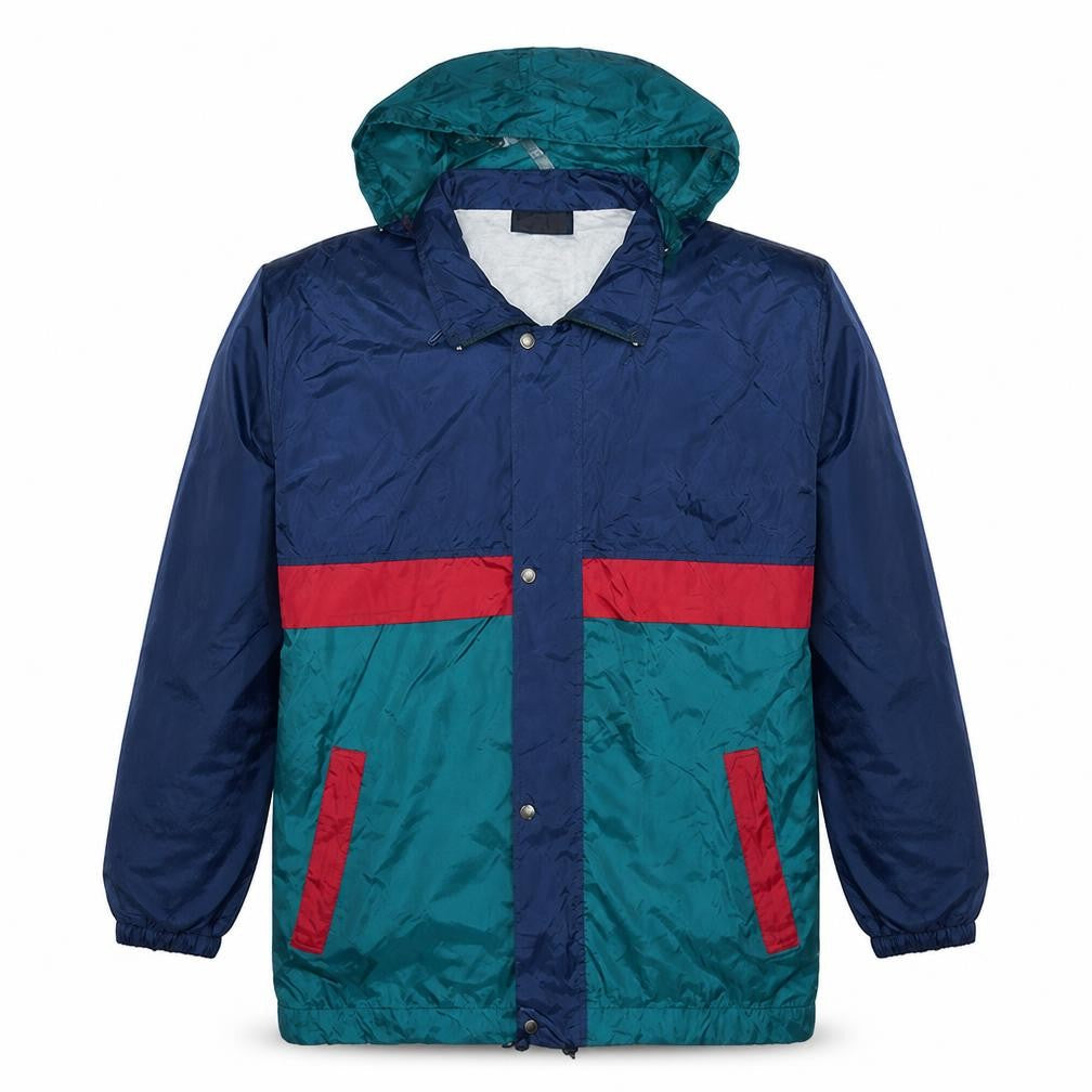 Front view of Fashion Affairs Men's Multicoloured XL 90s Hooded Windbreaker Jacket