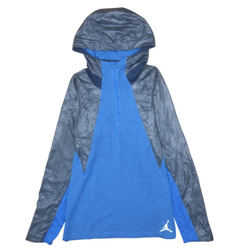 Mens UK Size L Jordan Blue 1/4 Zip Hoodie