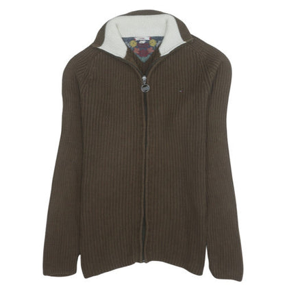 Tommy Hilfiger Mens Brown Full Zip Cotton Knit Jumper Size L