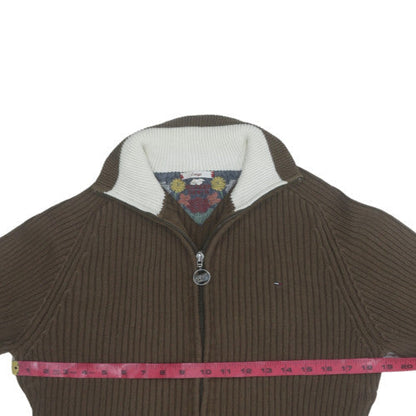 Tommy Hilfiger Mens Brown Full Zip Cotton Knit Jumper Size L