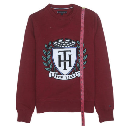 Womens UK Size S Tommy Hilfiger Red Pullover Sweatshirt