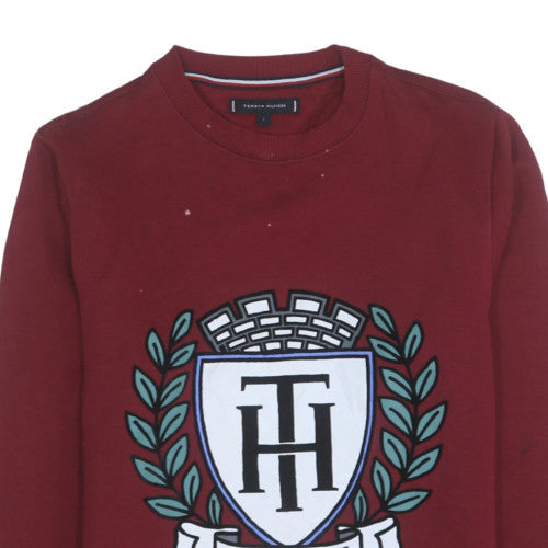 Womens UK Size S Tommy Hilfiger Red Pullover Sweatshirt