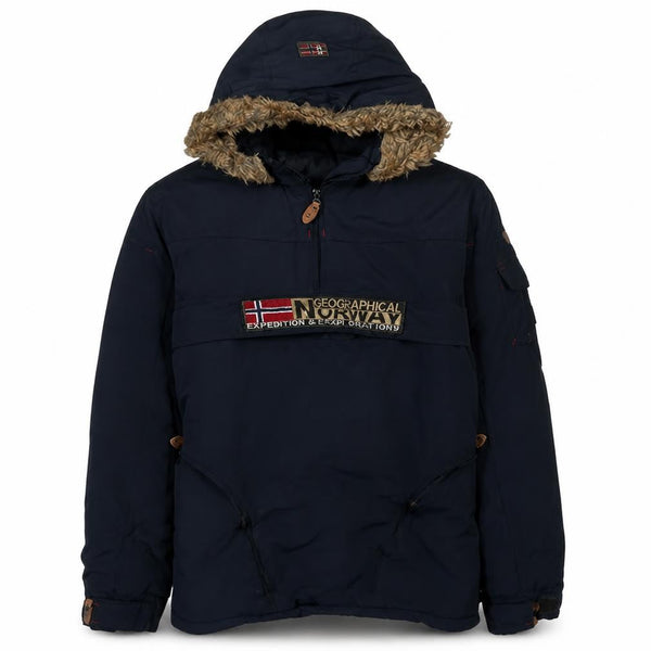 Mens UK Size S Geographical Norway Black Anorak Coat