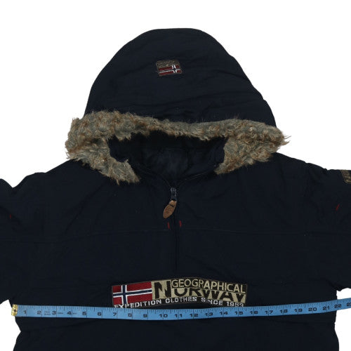 Mens UK Size S Geographical Norway Black Anorak Coat