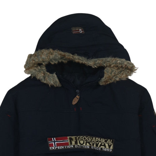 Mens UK Size S Geographical Norway Black Anorak Coat