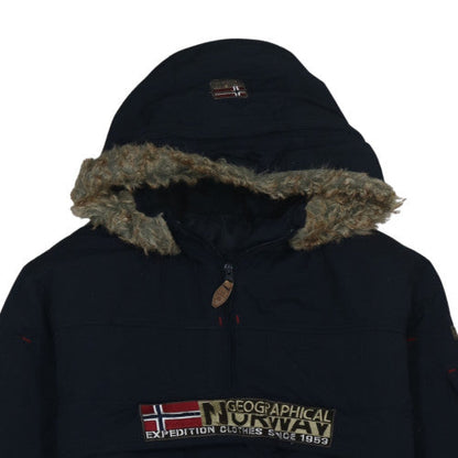 Mens UK Size S Geographical Norway Black Anorak Coat