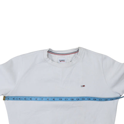 Mens UK Size XS Tommy Jeans White Pullover Sweatshirt