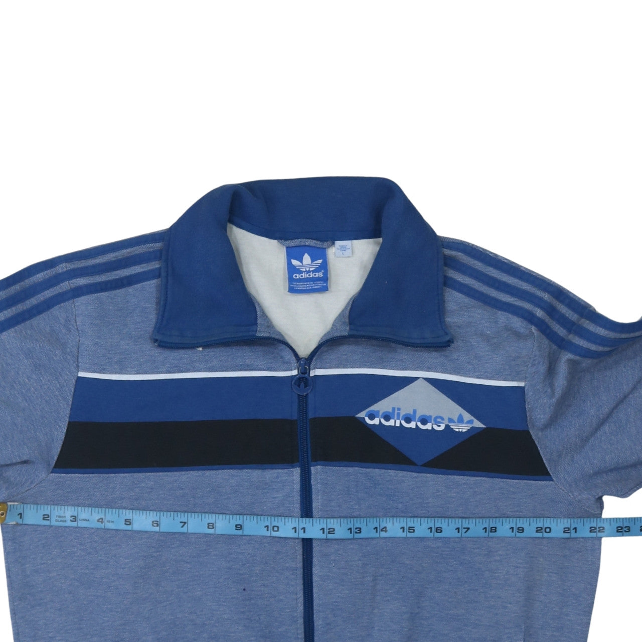 Mens UK Size L adidas Blue Full Zip Sweatshirt