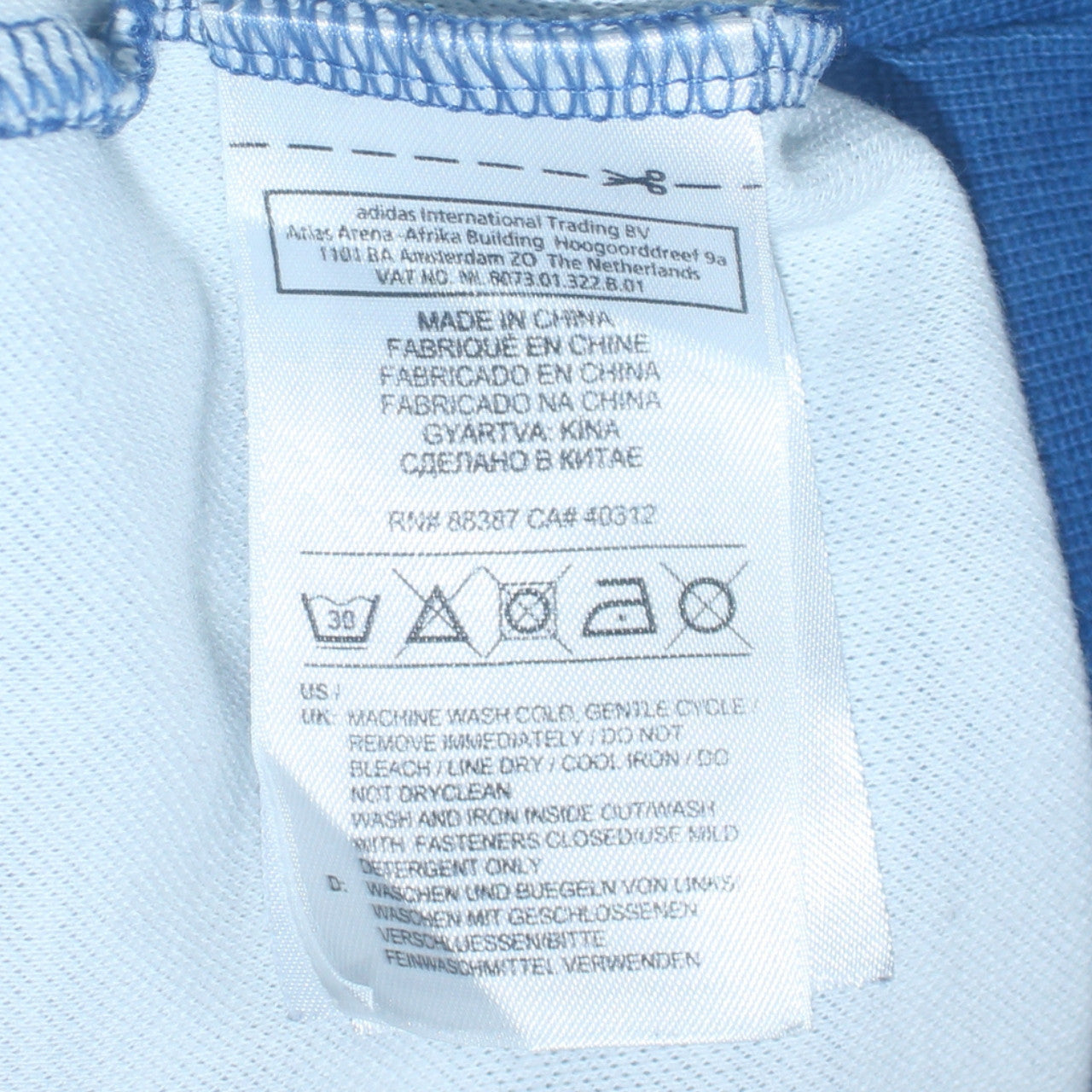 Mens UK Size L adidas Blue Full Zip Sweatshirt