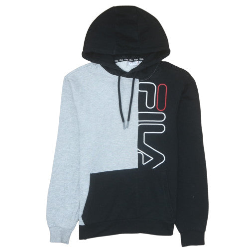 Fila Mens Grey Black Logo Pullover Hoodie XS Regular Fit