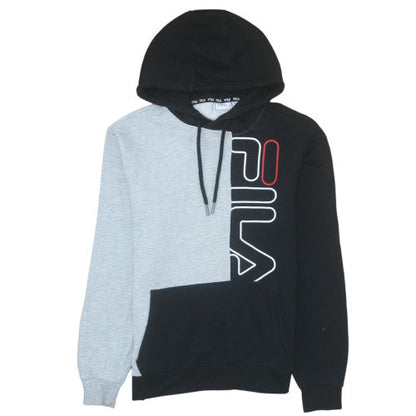 Fila Mens Grey Black Logo Pullover Hoodie XS Regular Fit