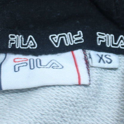 Fila Mens Grey Black Logo Pullover Hoodie XS Regular Fit
