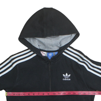 Adidas Boys Black 12-13 Years 1/2 Zip Hoodie with Stripes