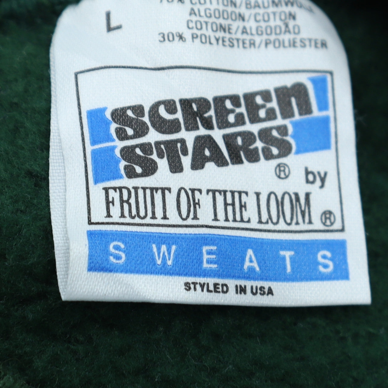Mens UK Size L Fruit of the Loom Green Pullover Sweatshirt