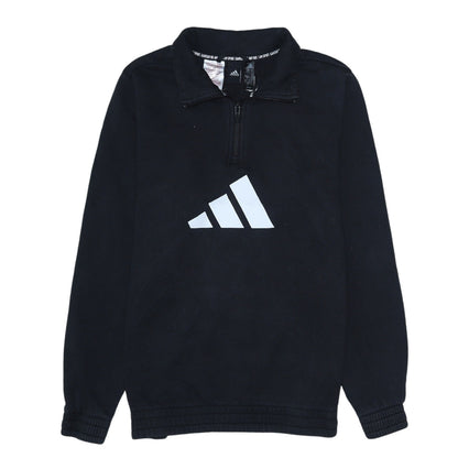 Adidas Boys Black 13-14 Years 1/4 Zip Fleece Sweatshirt