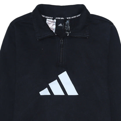 Adidas Boys Black 13-14 Years 1/4 Zip Fleece Sweatshirt