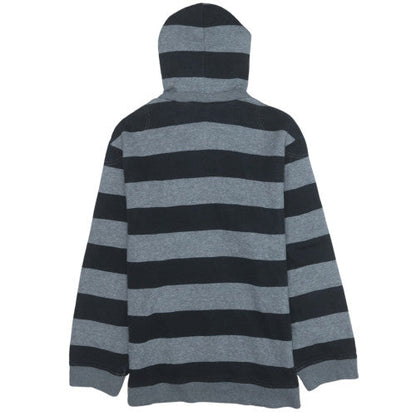 Nike Boys Grey Black Striped Pullover Hoodie XL 13-15 Years Cotton Blend