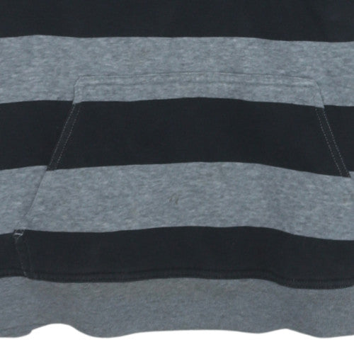 Nike Boys Grey Black Striped Pullover Hoodie XL 13-15 Years Cotton Blend