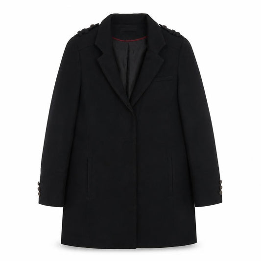 Version Originale Men's Black Mid-Length Overcoat Size 38 Classic Fit