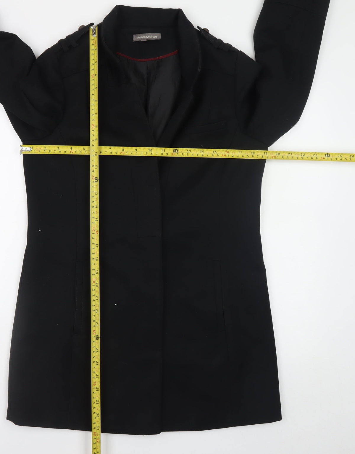 Version Originale Men's Black Mid-Length Overcoat Size 38 Classic Fit