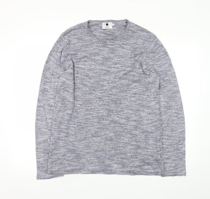 NN07 Men’s Grey Knit Cotton Blend Jumper L Crew Neck Pullover