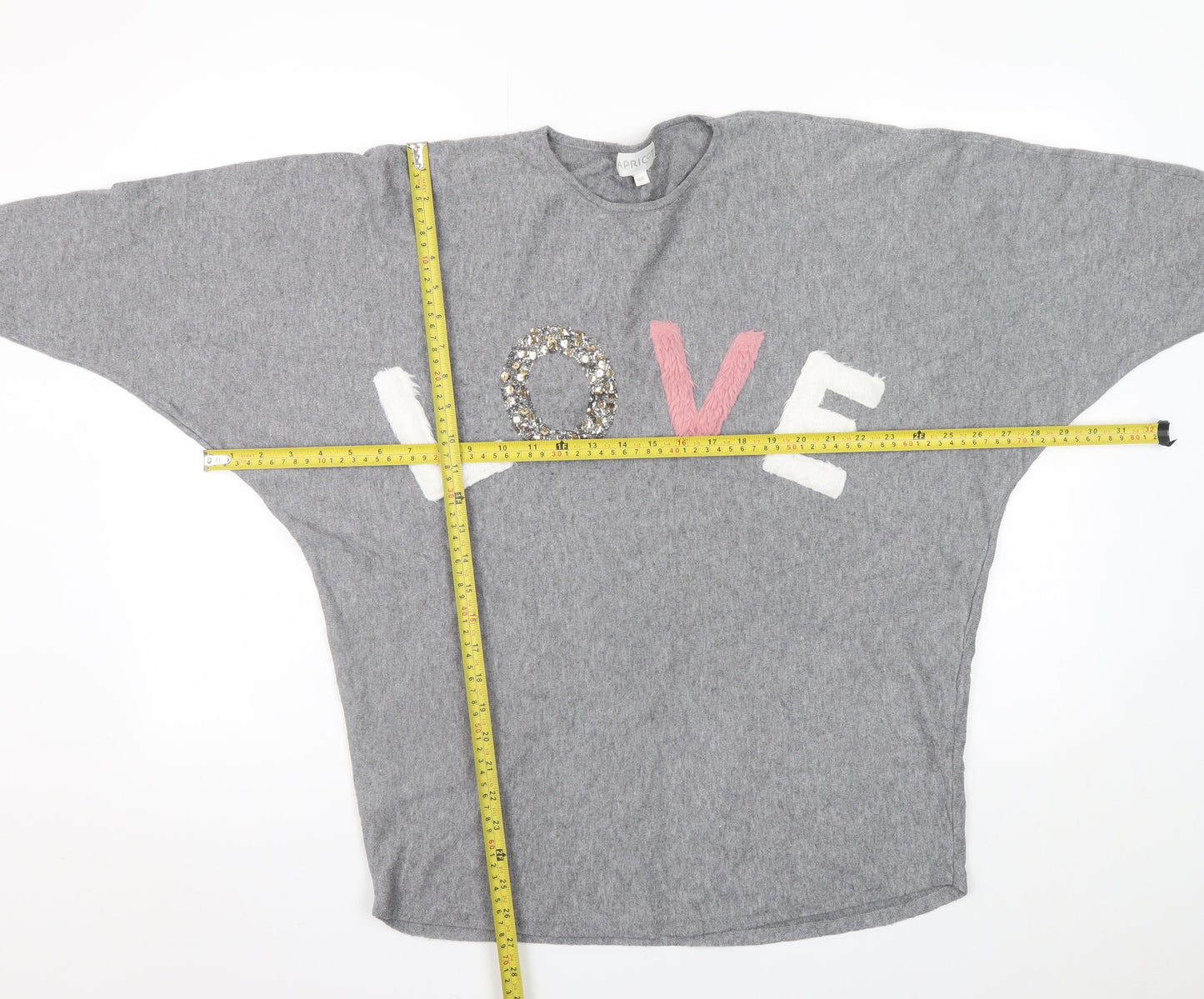 Womens UK Size M Apricot Grey Pullover Jumper