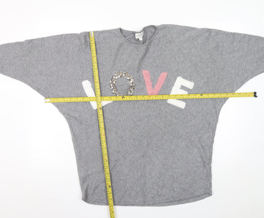 Womens UK Size M Apricot Grey Pullover Jumper