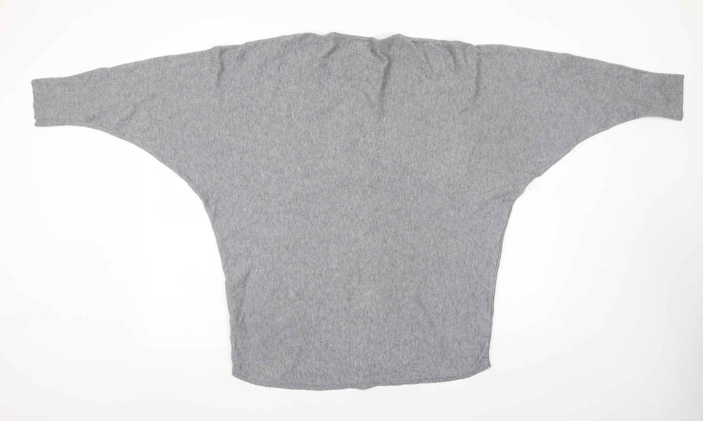 Womens UK Size M Apricot Grey Pullover Jumper
