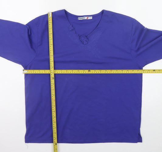Womens UK Size 18 Poppy Purple Basic T-Shirt