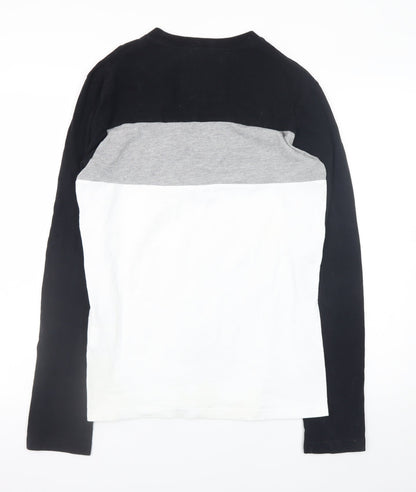 Superdry Men's Black Grey White Long Sleeve Logo T-Shirt Size S