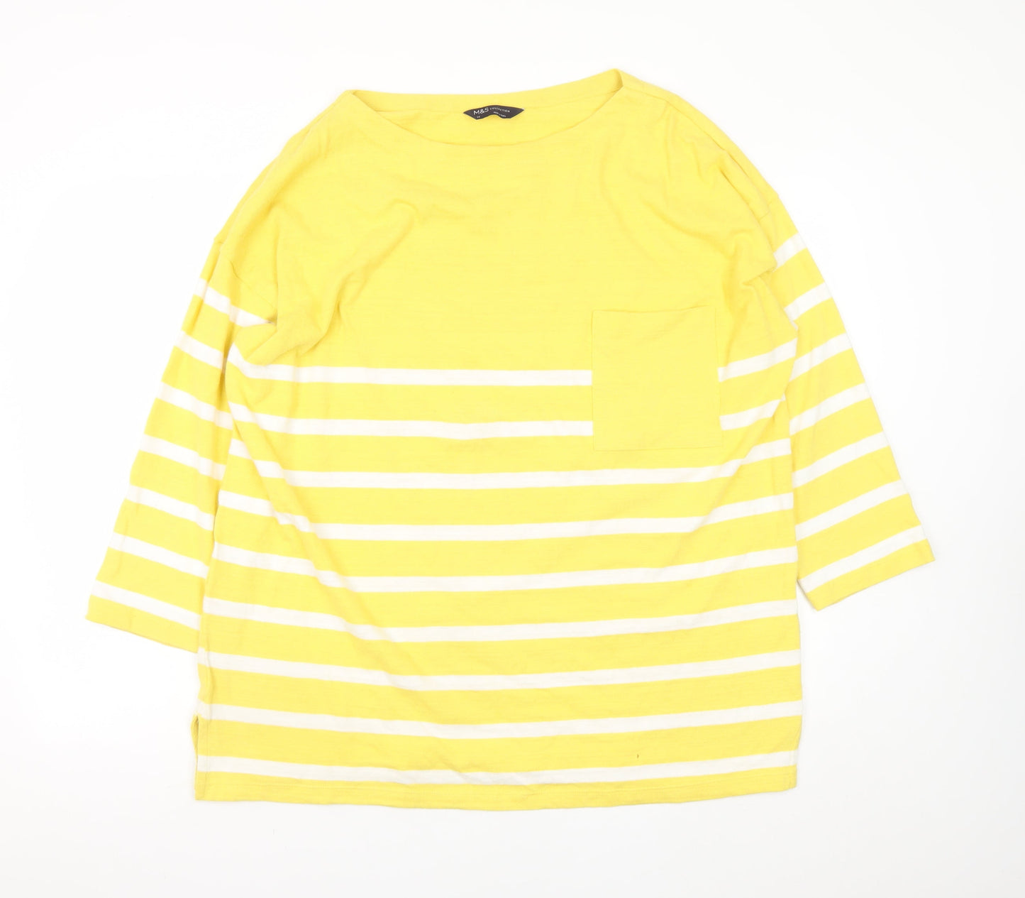 Womens UK Size 14 Marks and Spencer Yellow Basic T-Shirt