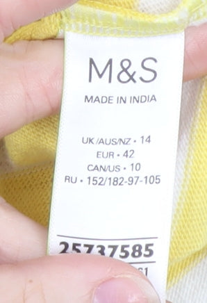 Womens UK Size 14 Marks and Spencer Yellow Basic T-Shirt