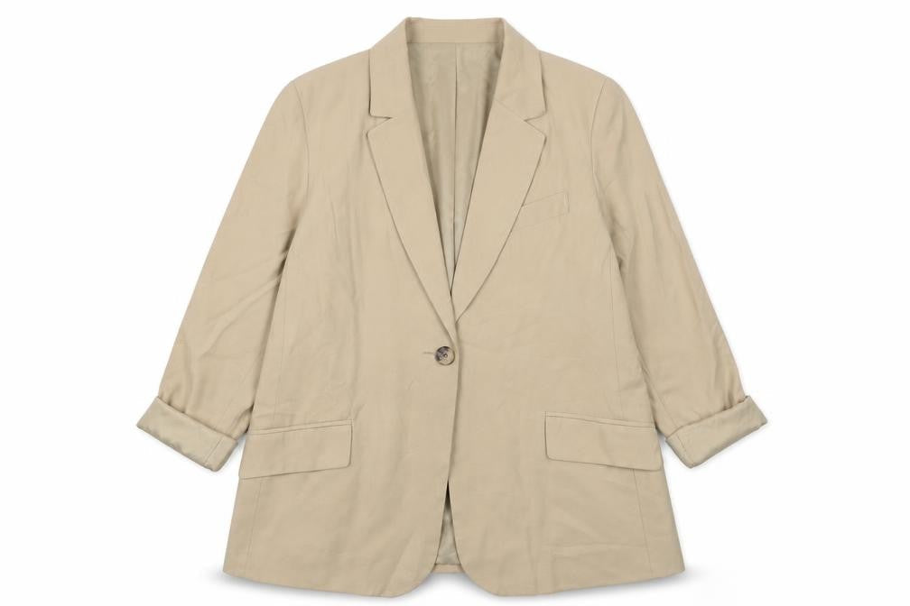 Primark Womens Beige Regular Fit Viscose Blazer Size 10