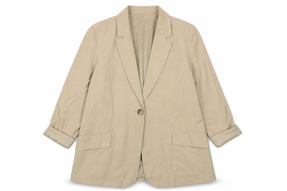 Primark Womens Beige Regular Fit Viscose Blazer Size 10
