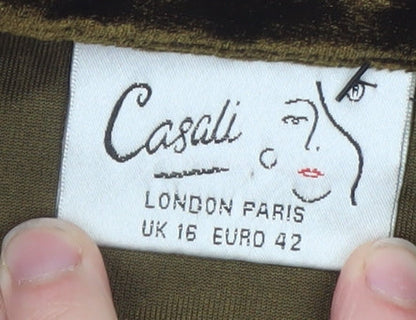 Womens UK Size 16 Casali Brown Classic Button-Up