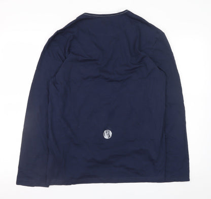 Van Laack Men's Blue V-Neck Long Sleeve Cotton Blend T-Shirt M