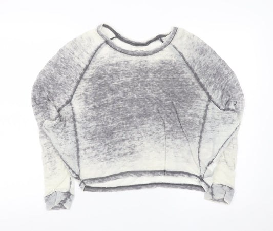 Womens UK Size S Silence + Noise Grey Cropped T-Shirt