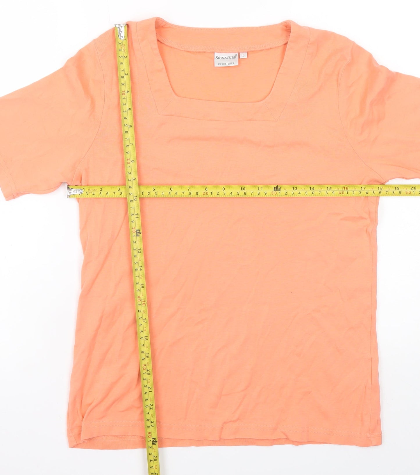 Womens UK Size L Signature Experience Orange Basic T-Shirt