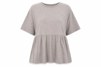 Zara Women Beige Relaxed Tunic T-Shirt Short Sleeve Cotton S
