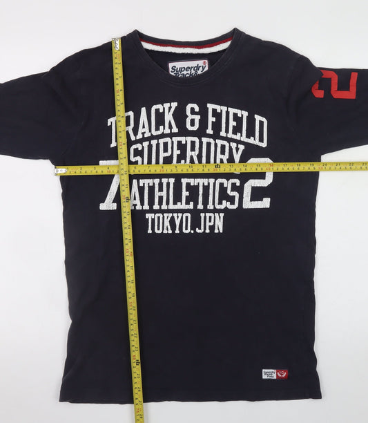 Superdry Men’s Blue Long Sleeve Track & Field Cotton T-Shirt Size M