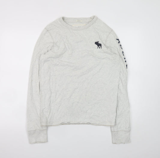 Abercrombie & Fitch Men’s Grey Long Sleeve Crew Neck T-Shirt Size S
